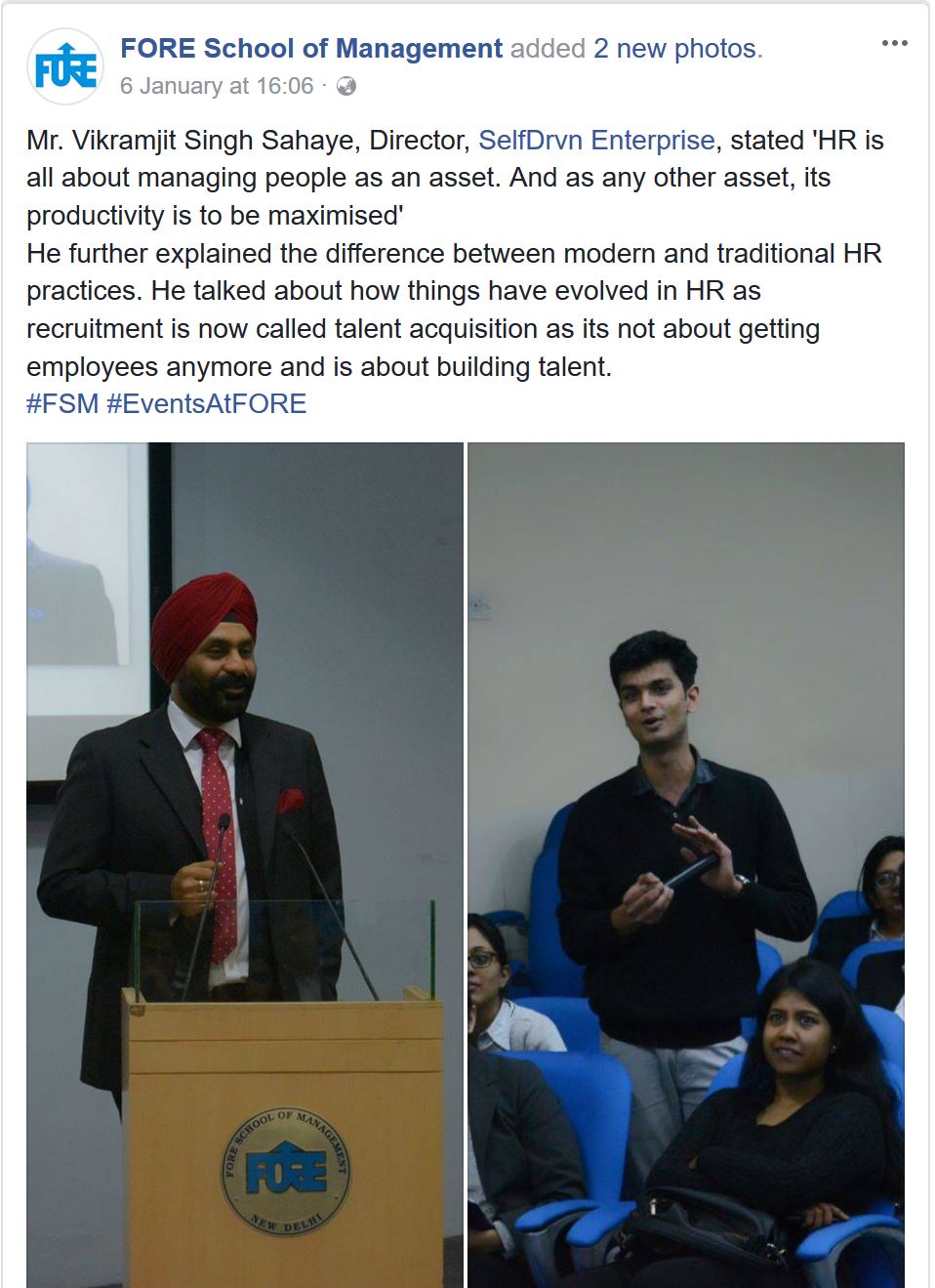 vikramjit singh sahaye, hiringplug, selfdrvn, FSM, FORE school of management, FAN, Fore Alumni Network